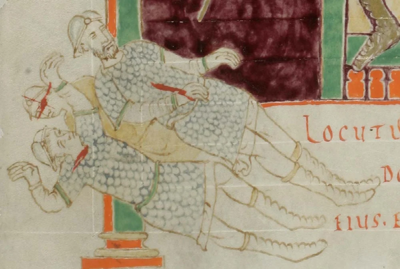 Scale armor and helmets from the Golden Psalter from ~900