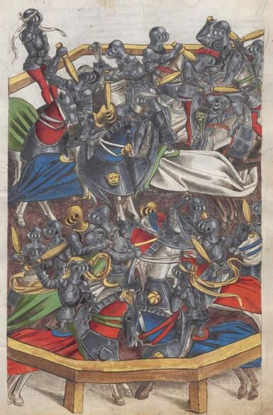 Meelee from the Wappenbuch Von Gruneberg. Notice the clubs.