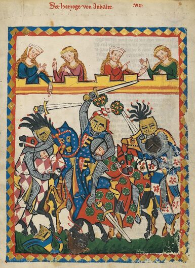 Depiction of an early tournament from the Codex Manesse
